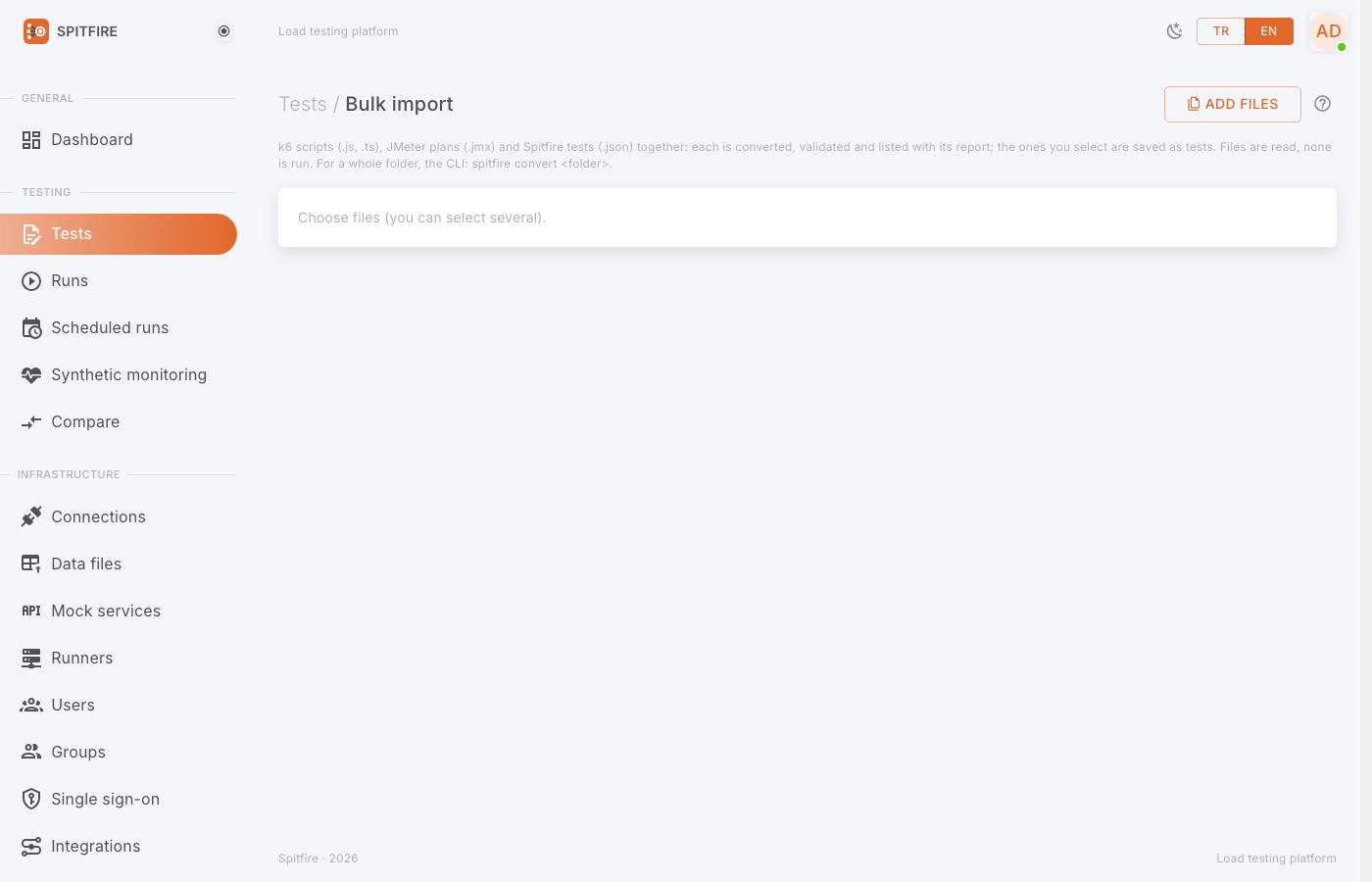 Bulk import page